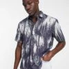 Pull&Bear Blurry Peacock Shirt In Navy And White For Men Multi -Pull&Bear Sales 203001918 1 multi