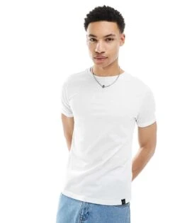 Pull&Bear Muscle Fit T-shirt In White For Men