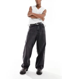 Pull&Bear Super Baggy Fit Jeans In Washed Black For Men -Pull&Bear Sales 205903672 3