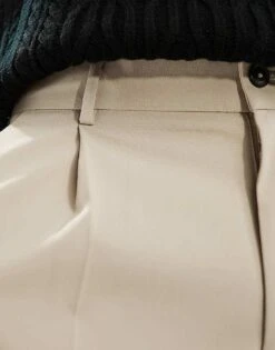 Pull&Bear Wide Leg Tailored Trouser In Ecru For Men -Pull&Bear Sales 206065933 4