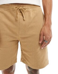 Pull&Bear Basic Jersey Short In Tan For Men -Pull&Bear Sales 206356848 3