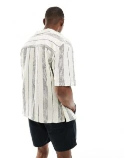 Pull&Bear Vertical Stripe Shirt In Ecru For Men -Pull&Bear Sales 206385897 4