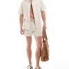 Pull&Bear Linen Look Revere Neck Shirt In Sand For Men -Pull&Bear Sales 206385929 1 sand