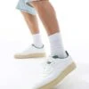 Pull&Bear Retro Trainer With Green Detail In White For Men