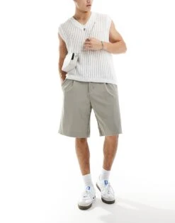 Pull&Bear Baggy Tailored Short In Grey For Men 13 Pull&Bear Baggy Tailored Short In Grey For Men -Pull&Bear Sales 206482386 1 grey 1