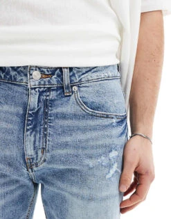 Pull&Bear Slim Fit Ripped Denim Shorts In Blue For Men 12 Pull&Bear Slim Fit Ripped Denim Shorts In Blue For Men -Pull&Bear Sales 206514737 5