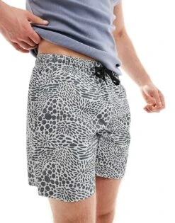 Pull&Bear Mono Printed Swimshort In Black For Men -Pull&Bear Sales 206514815 1 black 1