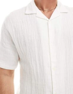 Pull&Bear Textured Shirt Co-ord In White For Men -Pull&Bear Sales 206514969 4