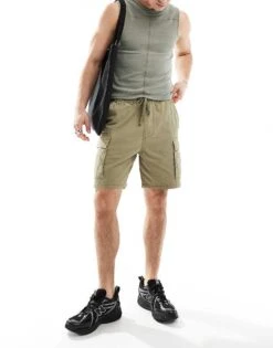 Pull&Bear Cargo Short In Khaki For Men -Pull&Bear Sales 206514976 4