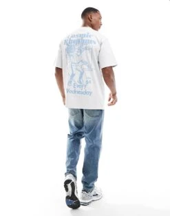 Pull&Bear Cosmic Printed T-shirt In Off White For Men