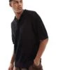 Pull&Bear Open Weave Knitted Polo In Black For Men -Pull&Bear Sales 206562826 1 black