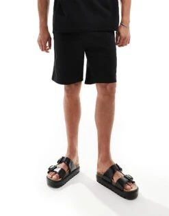 Pull&Bear Embossed Co-ord Short In Black For Men -Pull&Bear Sales 206562839 4