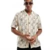 Pull&Bear Crochet Revere Neck Shirt In Ecru For Men -Pull&Bear Sales 206609112 1 ecru