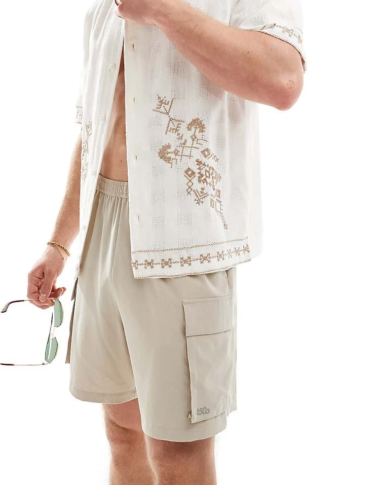 Pull&Bear Embroidered Revere Neck Shirt In Ecru For Men 4 Pull&Bear Embroidered Revere Neck Shirt In Ecru For Men - Image 2