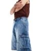 Pull&Bear Denim Skater Cargo Short In Blue For Men Light Blue 1 Pull&Bear Denim Skater Cargo Short In Blue For Men Light Blue -Pull&Bear Sales 206611190 1 lightblue
