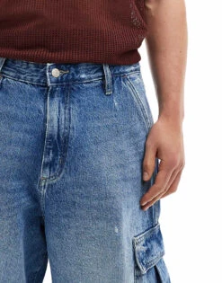 Pull&Bear Denim Skater Cargo Short In Blue For Men Light Blue 12 Pull&Bear Denim Skater Cargo Short In Blue For Men Light Blue -Pull&Bear Sales 206611190 5