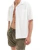 Pull&Bear Boxy Fit Revere Neck Shirt In White For Men 1 Pull&Bear Boxy Fit Revere Neck Shirt In White For Men -Pull&Bear Sales 206611239 1 white