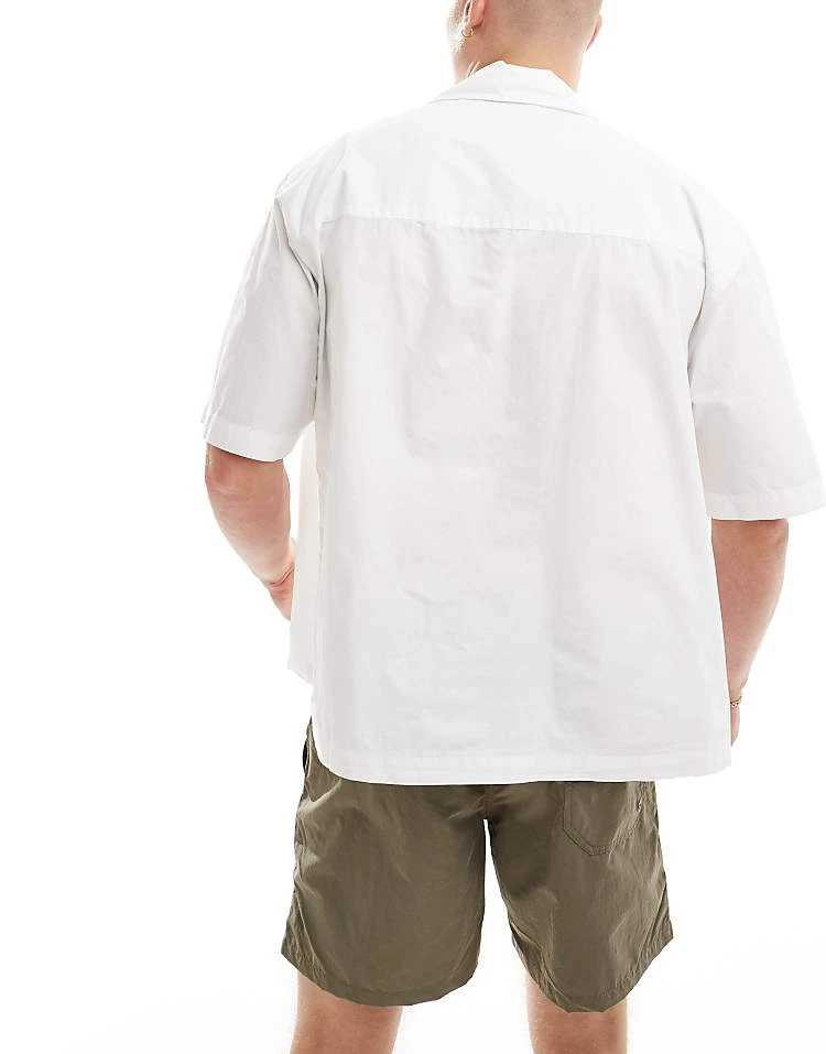 Pull&Bear Boxy Fit Revere Neck Shirt In White For Men 4 Pull&Bear Boxy Fit Revere Neck Shirt In White For Men - Image 2