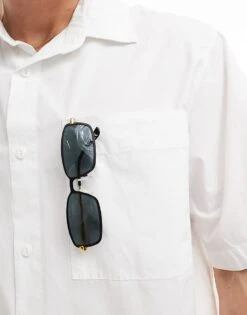 Pull&Bear Boxy Fit Revere Neck Shirt In White For Men 9 Pull&Bear Boxy Fit Revere Neck Shirt In White For Men -Pull&Bear Sales 206611239 3