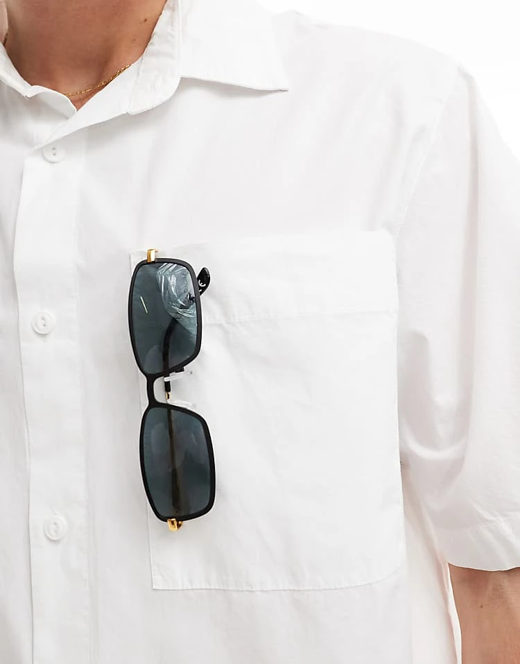 Pull&Bear Boxy Fit Revere Neck Shirt In White For Men 5 Pull&Bear Boxy Fit Revere Neck Shirt In White For Men - Image 3