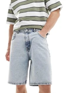 Pull&Bear Baggy Fit Denim Shorts In Light Blue For Men 11 Pull&Bear Baggy Fit Denim Shorts In Light Blue For Men -Pull&Bear Sales 206611276 4