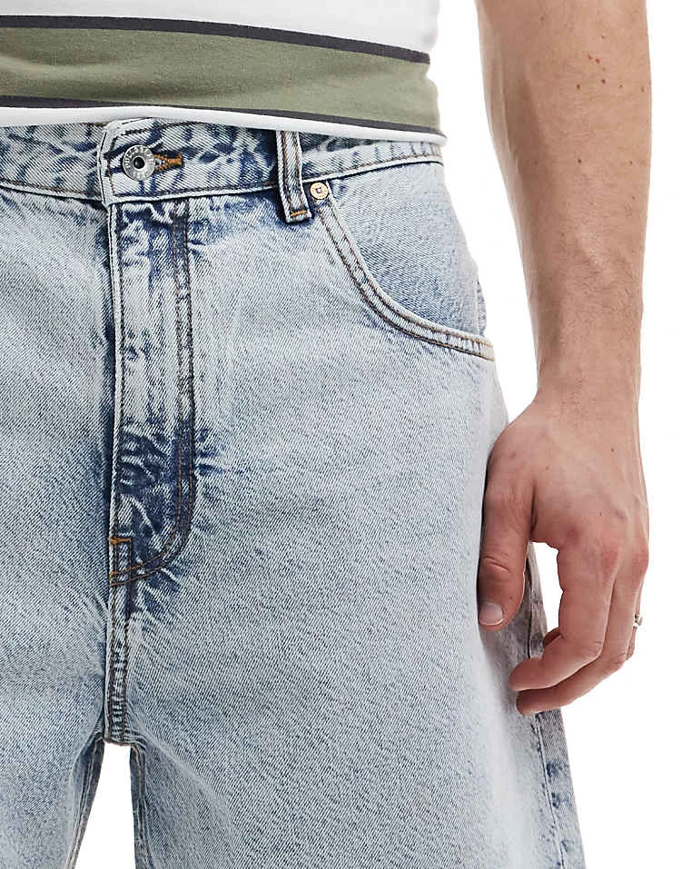 Pull&Bear Baggy Fit Denim Shorts In Light Blue For Men 7 Pull&Bear Baggy Fit Denim Shorts In Light Blue For Men - Image 5