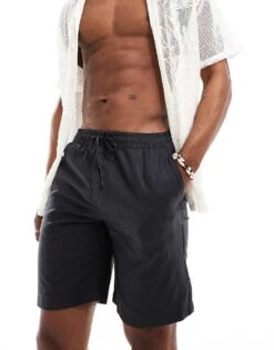 Pull&Bear Linen Look Shorts In Black - Mix&Match For Men 13 Pull&Bear Linen Look Shorts In Black - Mix&Match For Men -Pull&Bear Sales 206611277 1 black 1