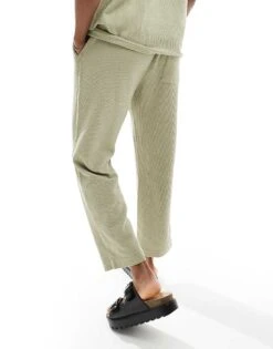 Pull&Bear Textured Co-ord Trouser In Mint For Men Green -Pull&Bear Sales 206611306 5