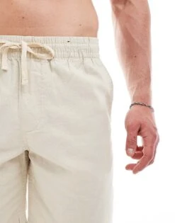 Pull&Bear Linen Blend Shorts In Sand For Men -Pull&Bear Sales 206612612 4