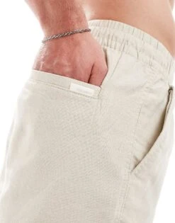 Pull&Bear Linen Blend Shorts In Sand For Men -Pull&Bear Sales 206612612 5