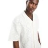 Pull&Bear Floral Textured Revere Neck Shirt In White For Men -Pull&Bear Sales 206668462 1 white