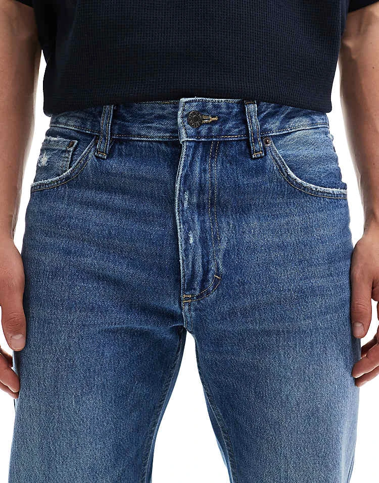 Pull&Bear Straight Vintage Jeans In Mid Blue For Men Grey 7 Pull&Bear Straight Vintage Jeans In Mid Blue For Men Grey - Image 5