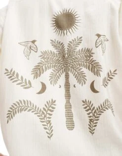 Pull&Bear Palm Tree Emroidered Shirt In White For Men -Pull&Bear Sales 206683874 4