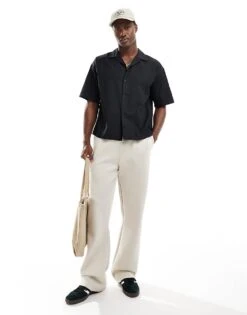 Pull&Bear Cropped Boxy Fit Shirt In Black For Men 11 Pull&Bear Cropped Boxy Fit Shirt In Black For Men -Pull&Bear Sales 206683904 1 black 1