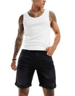 Pull&Bear Slim Fit Ripped Denim Shorts In Washed Black For Men 13 Pull&Bear Slim Fit Ripped Denim Shorts In Washed Black For Men -Pull&Bear Sales 206767002 1 black 1