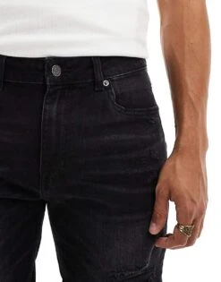 Pull&Bear Slim Fit Ripped Denim Shorts In Washed Black For Men 12 Pull&Bear Slim Fit Ripped Denim Shorts In Washed Black For Men -Pull&Bear Sales 206767002 5