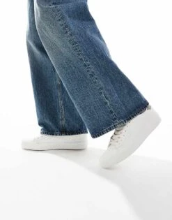 Pull&Bear Lace Up Back Tab Trainer In White For Men -Pull&Bear Sales 206772380 1 white 1