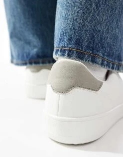 Pull&Bear Lace Up Back Tab Trainer In White For Men -Pull&Bear Sales 206772380 4