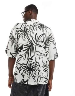Pull&bear Palm Printed Shirt In White For Men -Pull&Bear Sales 206845973 3