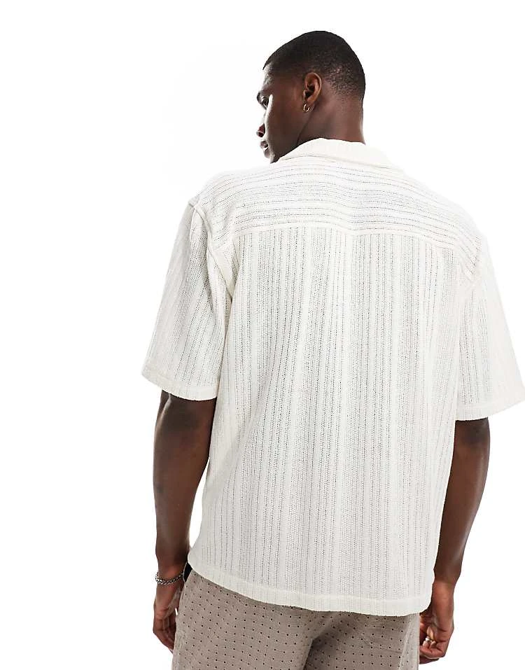 Pull&Bear Loose Knitted Shirt In Ecru For Men 5 Pull&Bear Loose Knitted Shirt In Ecru For Men - Image 3