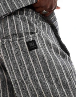 Pull&Bear Textured Stripe Short Co-ord In Grey For Men -Pull&Bear Sales 206849578 5