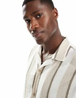 Pull&Bear Brown Stripe Shirt In Beige For Men Begie 9 Pull&Bear Brown Stripe Shirt In Beige For Men Begie -Pull&Bear Sales 206886455 3