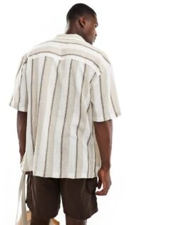 Pull&Bear Brown Stripe Shirt In Beige For Men Begie 10 Pull&Bear Brown Stripe Shirt In Beige For Men Begie -Pull&Bear Sales 206886455 4