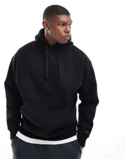 Pull&Bear Basic Hoodie In Black For Men