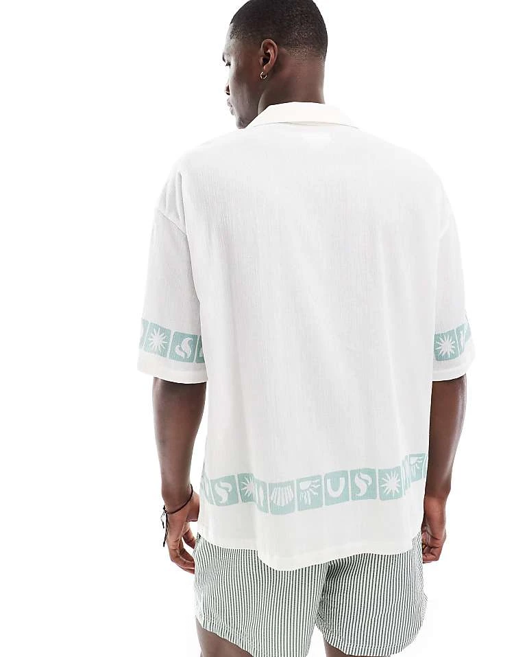 Pull&Bear Sunset Embroidered Shirt In White For Men 6 Pull&Bear Sunset Embroidered Shirt In White For Men - Image 4