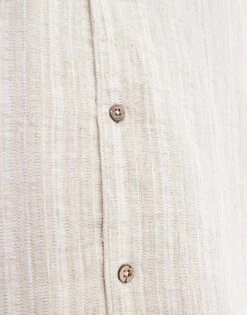 Pull&bear Short Sleeve Textured Stripe Shirt In Ecru For Men 10 Pull&bear Short Sleeve Textured Stripe Shirt In Ecru For Men -Pull&Bear Sales 206972540 4