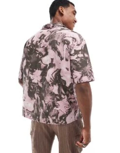 Pull&bear Floral Print Shirt In Dusky Pink For Men -Pull&Bear Sales 206972563 4