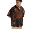 Pull&Bear Rustic Graphic Printed Shirt In Brown For Men -Pull&Bear Sales 206972578 1 brown