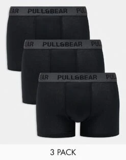 Pull&Bear 3 Pack Boxers Contrast Waistband In Black And Grey For Men -Pull&Bear Sales 206999322 1 black 1