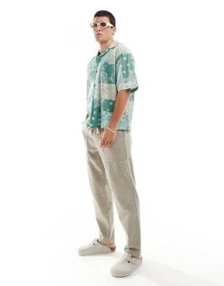 Pull&Bear Patchwork Patterned Shirt In Green For Men -Pull&Bear Sales 207007468 2